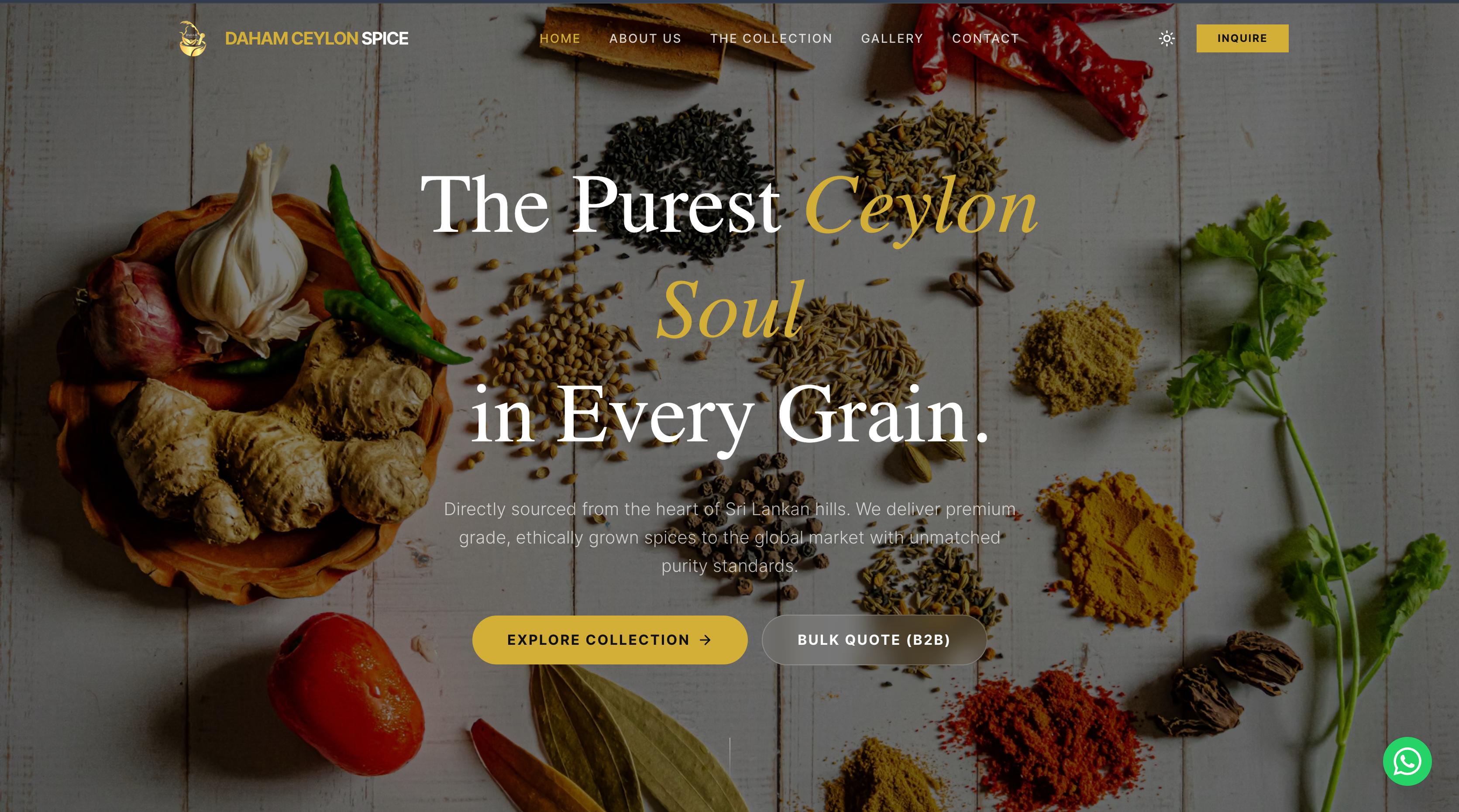Daham Ceylon Spice website preview